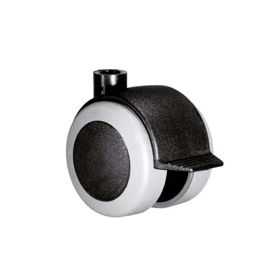 Doppelrolle Ø 50 mm mit weicher Lauffläche grau und Feststeller