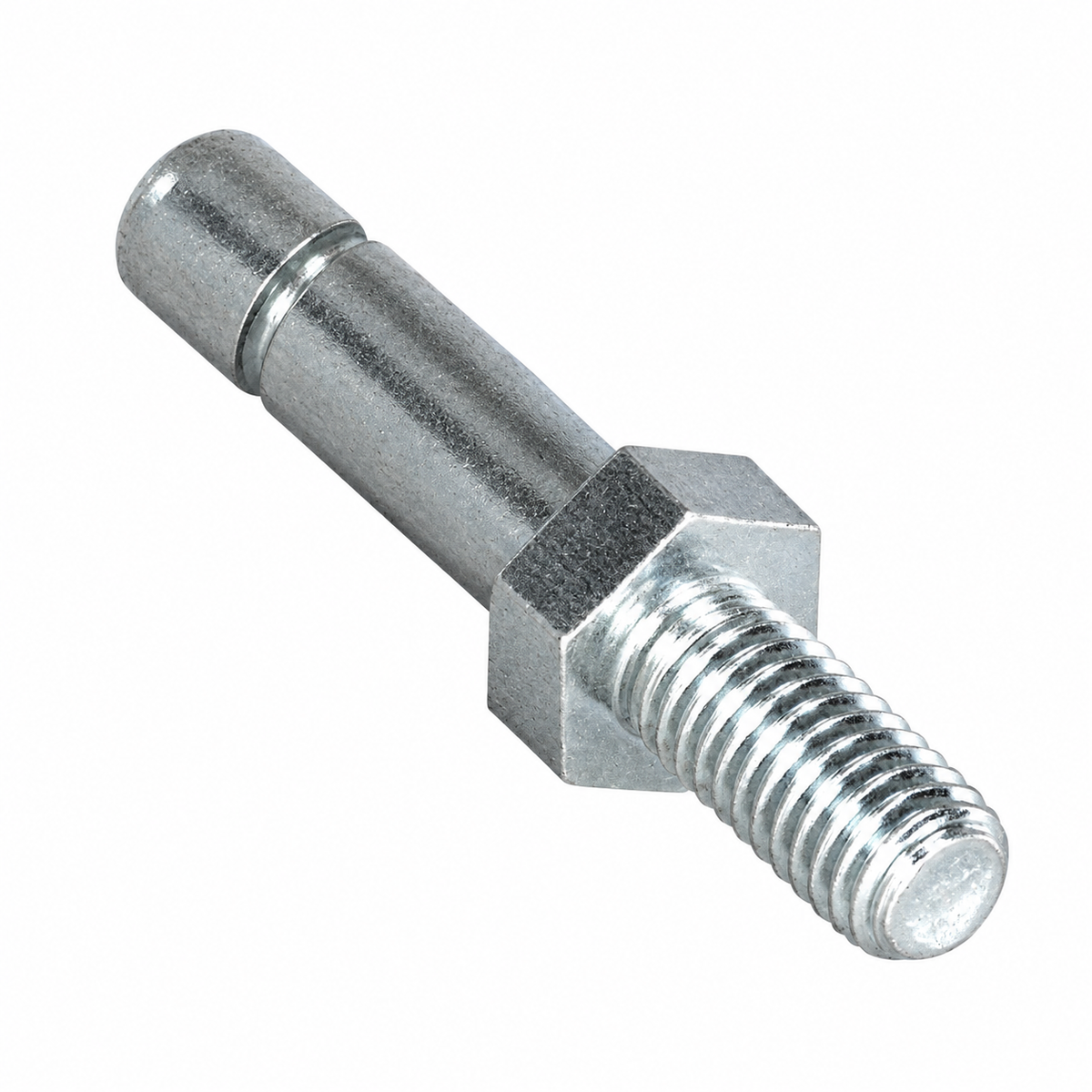 Gewindestift M8x15 mm, nur für Bohrung Ø 10 mm RASTER, mit glattem Ende und zentraler Sechskantmutter.