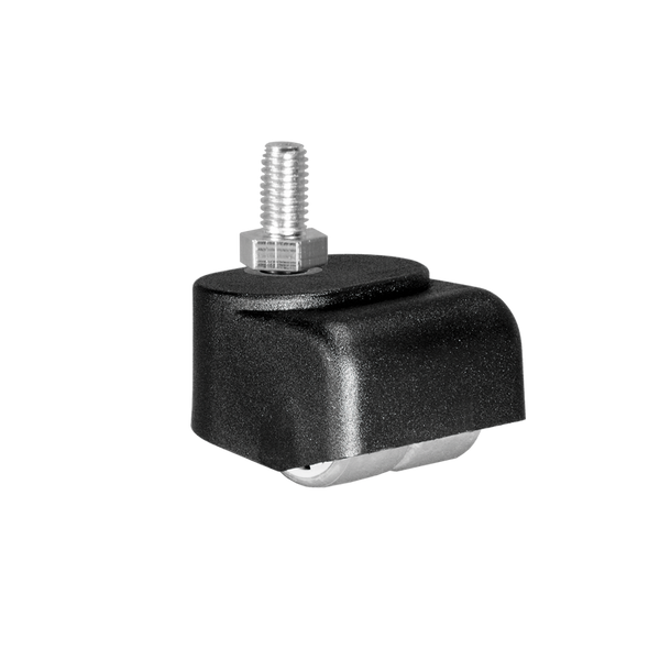 Walzenrolle Ø 25 mm mit weicher Lauffläche, Doppelbereifung, Gewindestift M8x15 mm