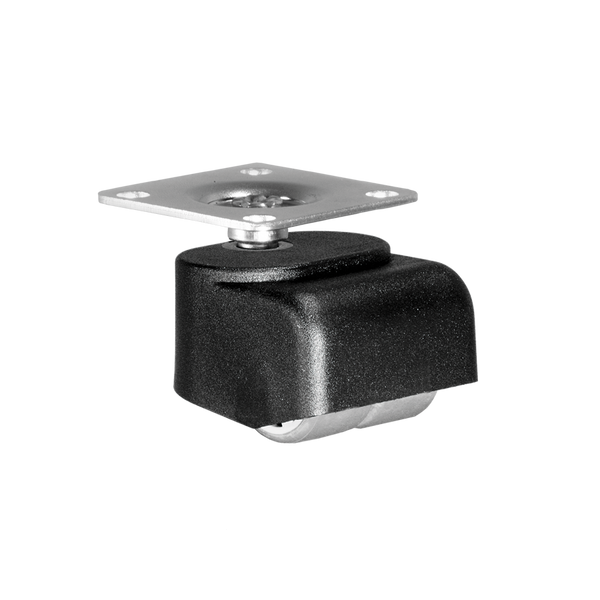 Walzenrolle Ø 25 mm mit weicher Lauffläche, Doppelbereifung, Anschraubplatte 40x40 mm