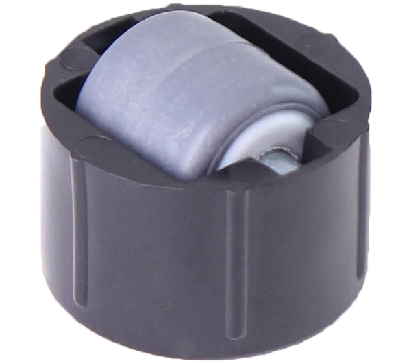 Stollenrolle mit Rad mit weicher Lauffläche grau, Ø 16 mm, für Bohrung Ø 25 mm, Bauhöhe 4 mm