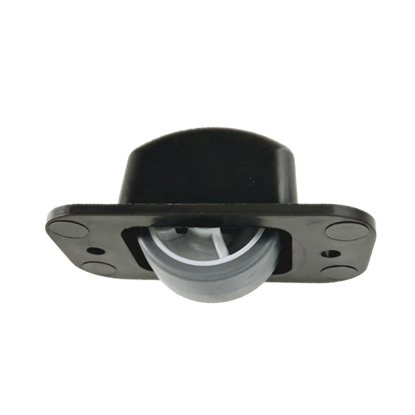 Bettkastenrolle mit Kunststoffgehäuse schwarz, Stahlachse Ø 8mm, mit weicher Lauffläche grau, Ø 40mm