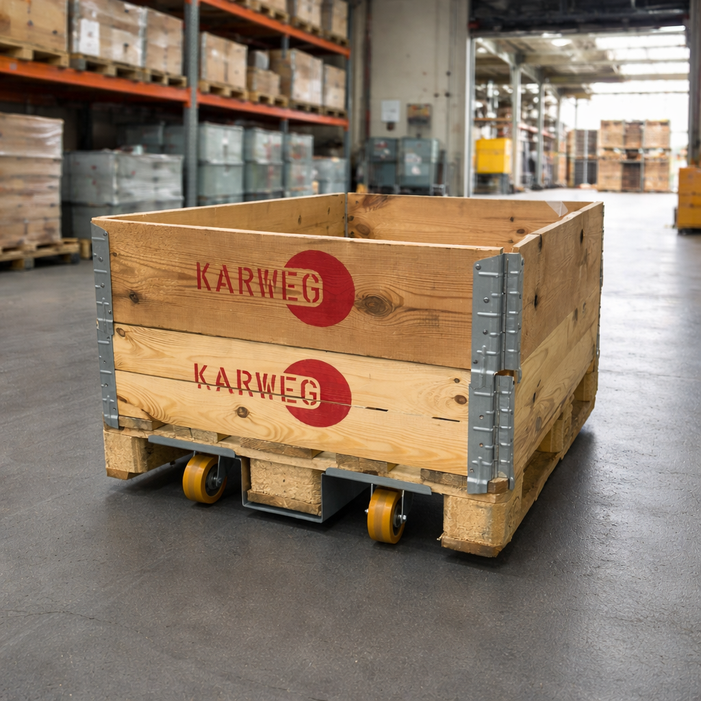 Palettenroller für Euro-Paletten mit Lenkrollen, 2er Set fertig montiert