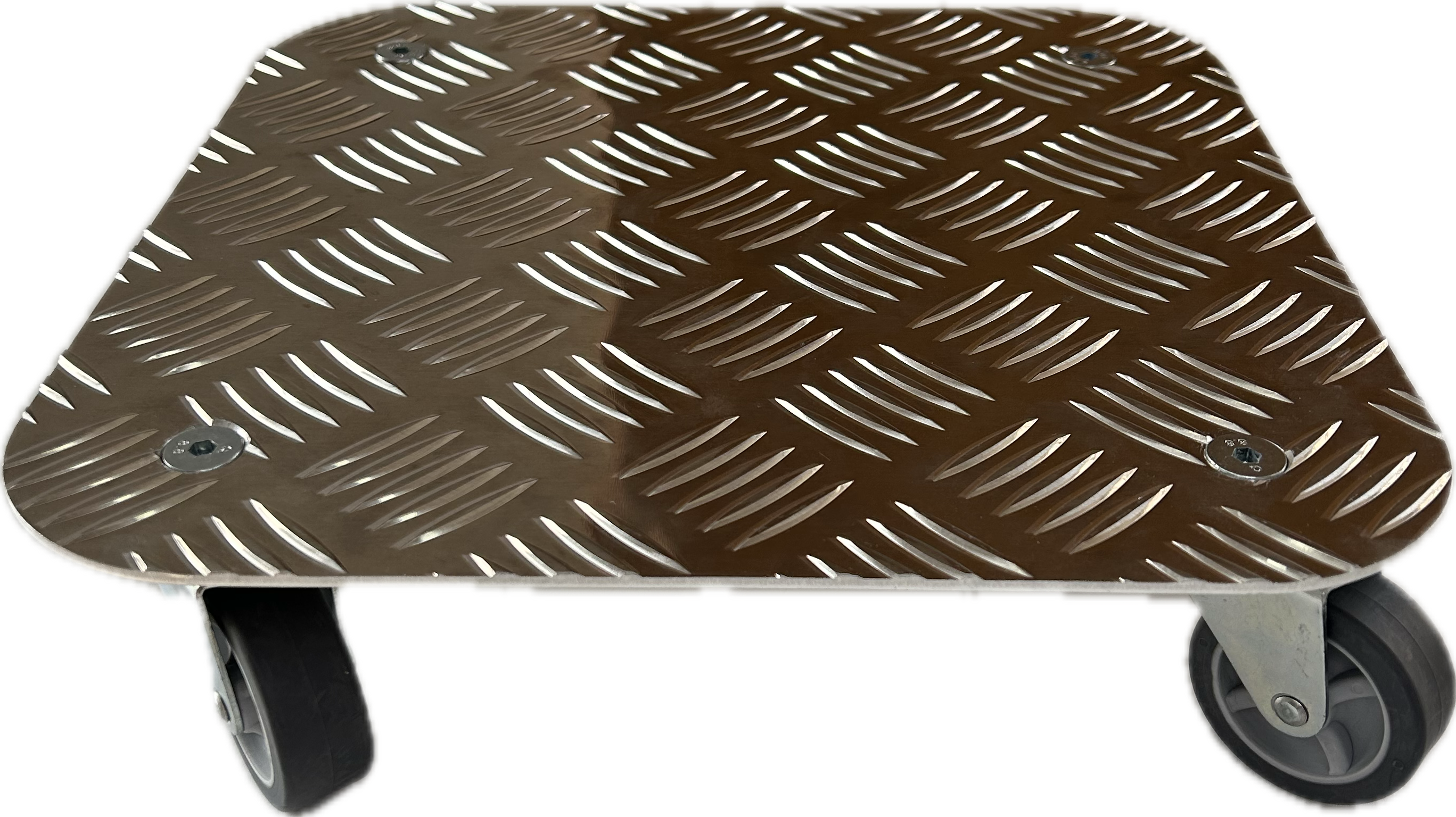 Pflanzenroller 290X290mm aus Aluminium Riffelblech, 4x Apparaterrolle Ø50mm fertig montiert