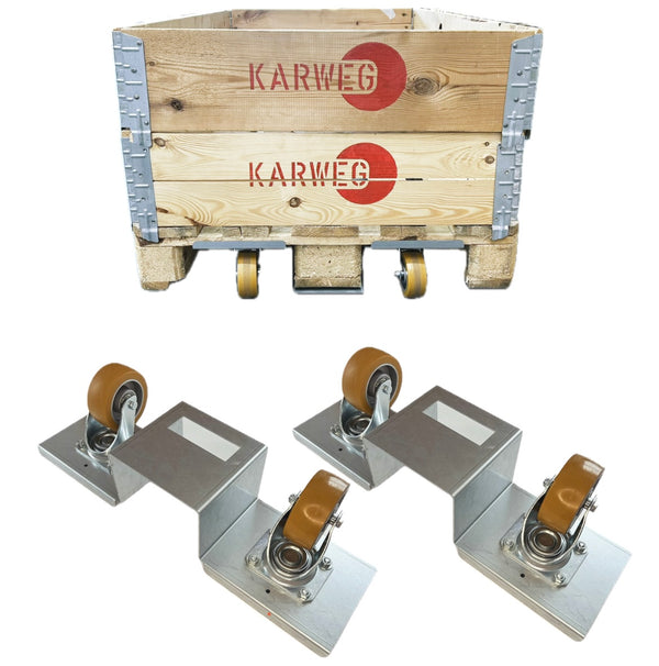 Palettenroller für Euro-Paletten mit Lenkrollen, 2er Set fertig montiert