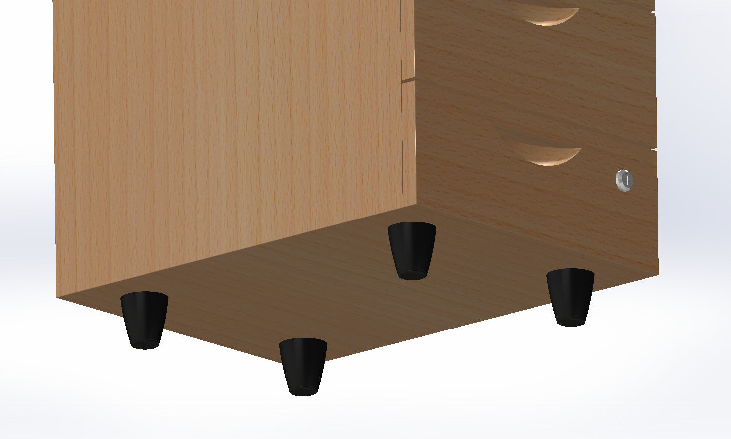 Möbelgleiter mit Stopfen schwarz aus Kunststoff, Ø 55 mm, Bauhöhe 57 mm, Bohrung Ø 6 mm