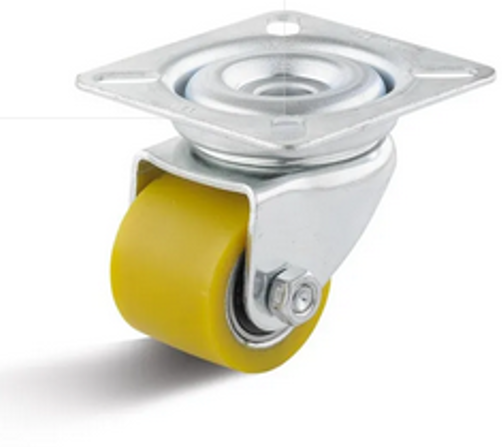 Mini-Schwerlast-Lenkrolle Ø 35 mm mit Anschraubplatte, Lauffläche aus Polyurethan mit Kugellager