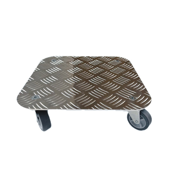 Pflanzenroller 290X290mm aus Aluminium Riffelblech, 4x Apparaterrolle Ø50mm fertig montiert