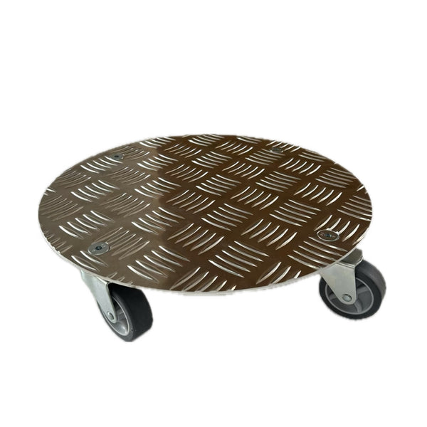 Pflanzenroller Ø300mm aus Aluminium Riffelblech, 4x Apparaterrolle Ø50mm fertig montiert